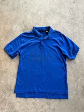 Vintage Eddie Bauer Royal Blue Short Sleeve Cotton Polo Shirt Large